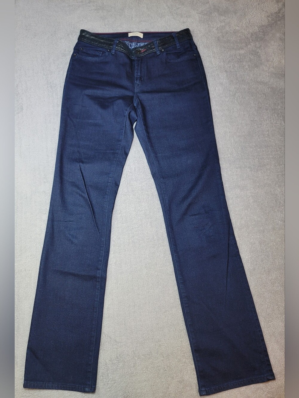 Paul Smith Dark Wash Jeans Size 28 Snake Metallic Print Waistband Bootcut